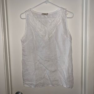 VIOLA BORGHI White Sleeveless Linen Top